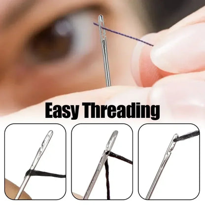 12/30Pcs Side Hole Blind Sewing Needles Stainless Steel Self Threading