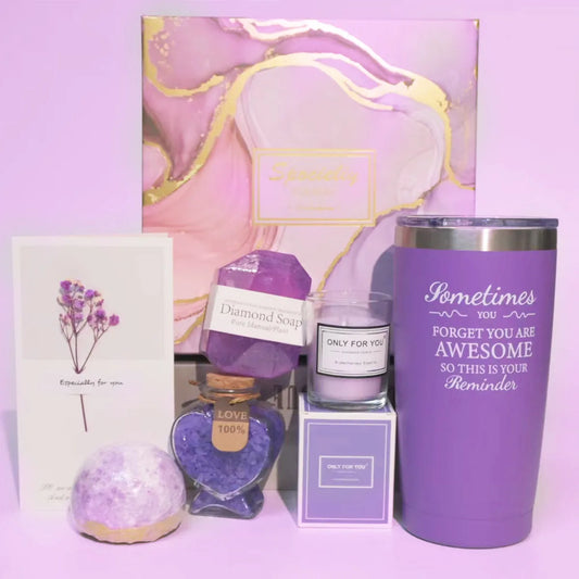 8pcs Mother‘s Day Gifts for Women,Vacuum Gift Set for Women Tumbler Lavender Spa Gift Basket Birthday Party for Wife Mom Sister