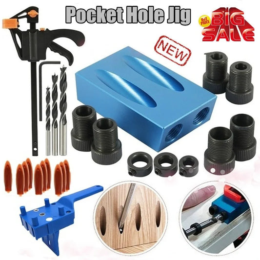 Pocket Hole Screw Jig 15 Degrees Dowel Drill Joinery Kit Carpenters Wood Woodwork Guides Joint Angle Locator Tool